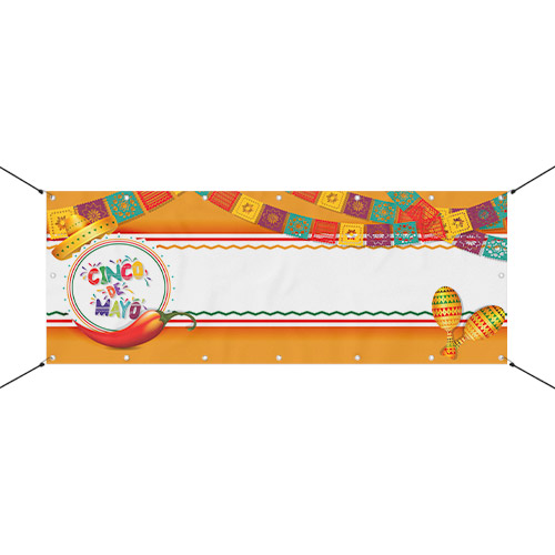 Cinco de Mayo Orange Design Small Personalised Banner – 4ft x 2ft