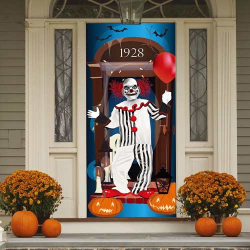 Circus Clown Halloween Plastic Door Cover 182cm x 76cm