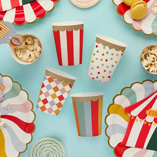 Circus Paper Cups 250ml - Pack of 8 Product Gallery Image