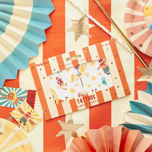 Circus Temporary Tattoos Sticker Sheet - Pack of 24 Product Gallery Image
