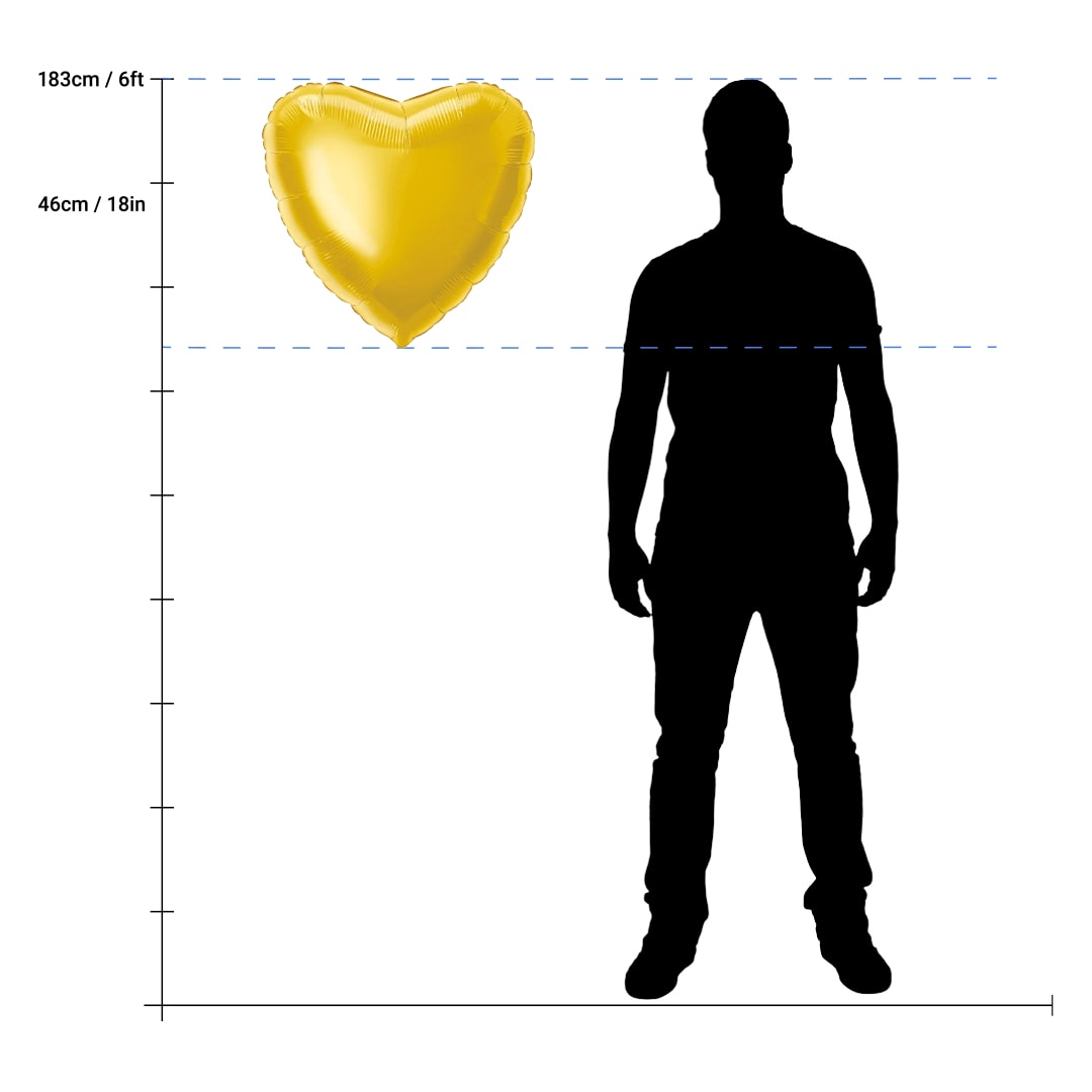 Classic Gold Heart Shape Foil Helium Balloon 46cm / 18 in Product Gallery Image