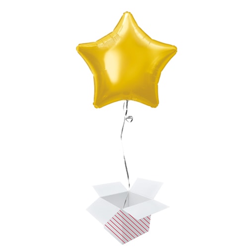 Classic Gold Star Shape Foil Helium Balloon - Inflated Balloon in a Box Product Gallery Image