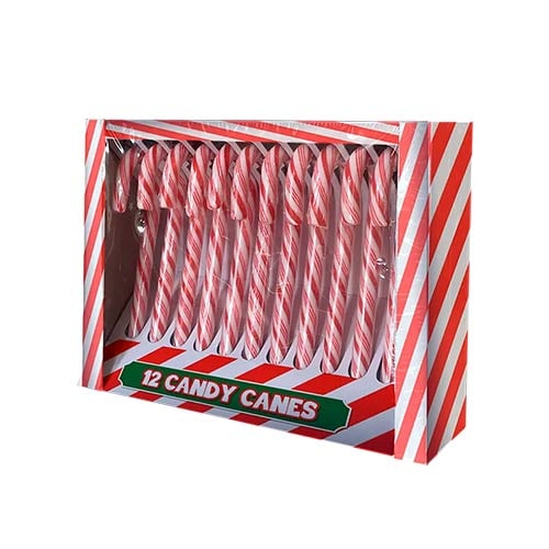 Classic Mint Flavour Christmas Candy Cane Sweets - Pack of 12 Product Image