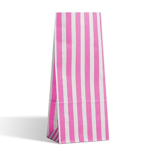 Classic Pink Candy Stripe Paper Sweet Bags - Pack of 100 Product Gallery Image