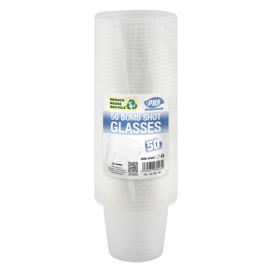 Clear Plastic Bomb Shot Glasses 90ml - Pack of 50 Product Gallery Image