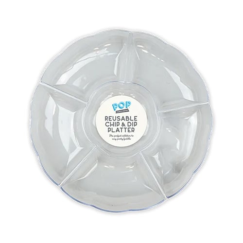 Clear Reusable Chip and Dip Platter