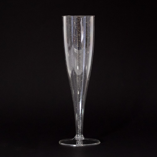 2025 New Year's Eve Party Champagne / Prosecco Clear with Gold Glitter Plastic Flute Product Gallery Image
