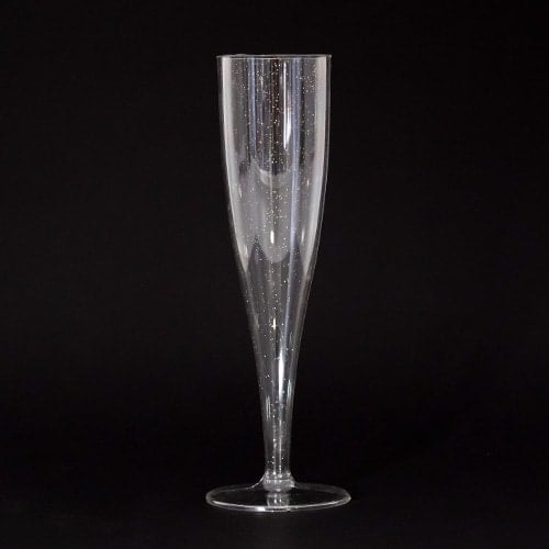 Clear with Gold Glitter Plastic Champagne Flutes 175ml - Pack of 10 Product Gallery Image