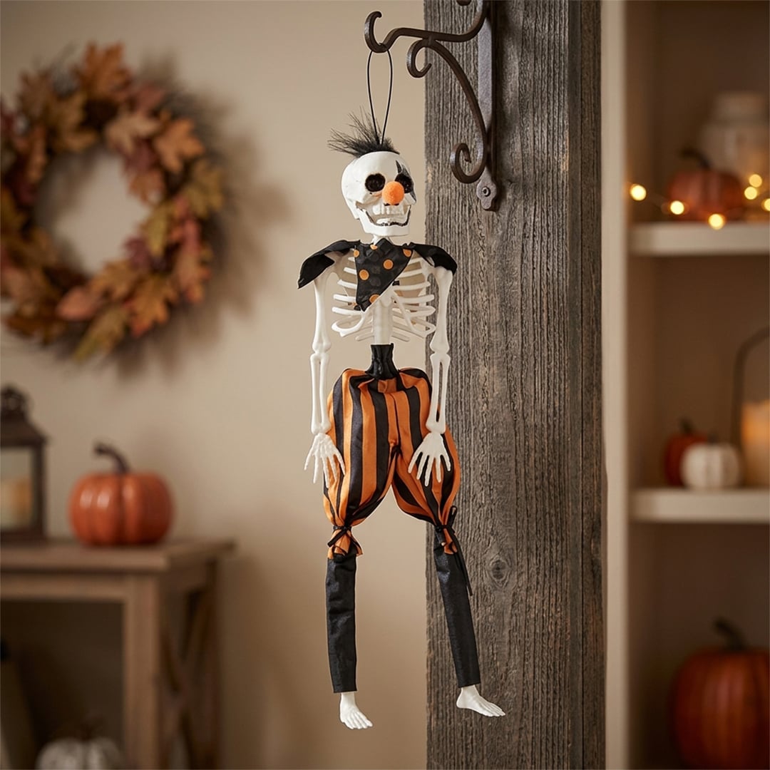Clown Skeleton Halloween Hanging Decoration 40cm