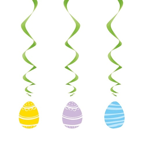 Colourful Gingham Easter Hanging Swirl Decorations - Pack of 3   Product Image
