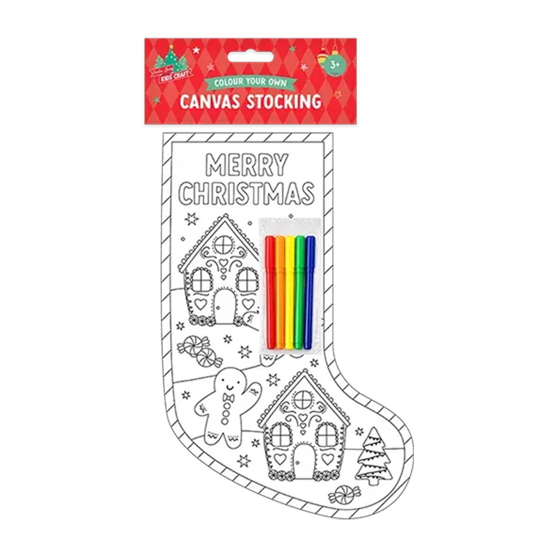 Colour Your Own Gingerbread Canvas Christmas Stocking 35cm