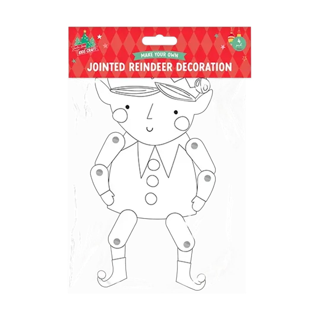 Colour Your Own Jointed Elf Christmas Card Decorations - Pack of 4