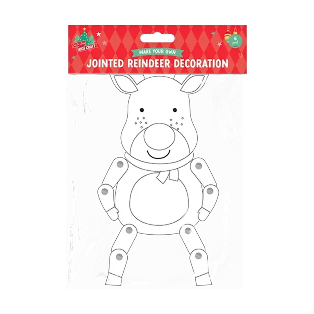 Colour Your Own Jointed Reindeer Christmas Card Decorations - Pack of 4