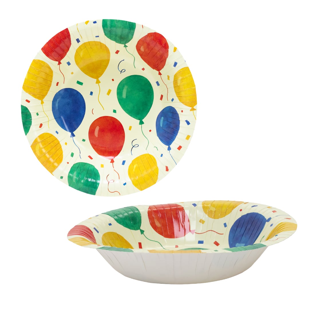 Colourful Balloons Design Paper Bowls 17cm - Pack of 6