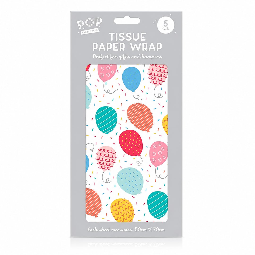 Colourful Birthday Balloons White Tissue Gift Wrap Paper Sheets - Pack of 5 View 2