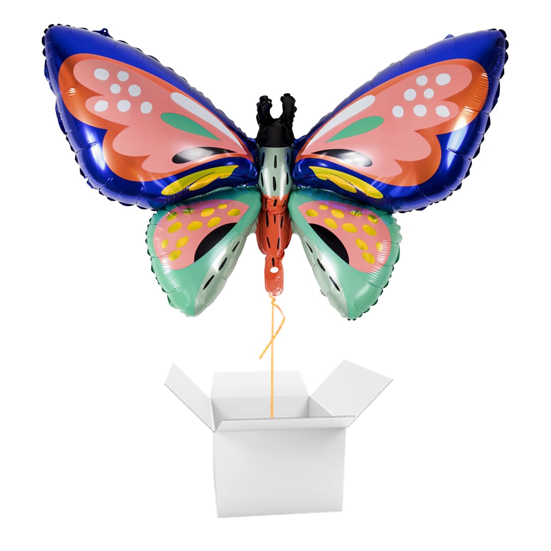 Colourful Butterfly Shaped Giant Foil Balloon Balloon - Balloon In A Box