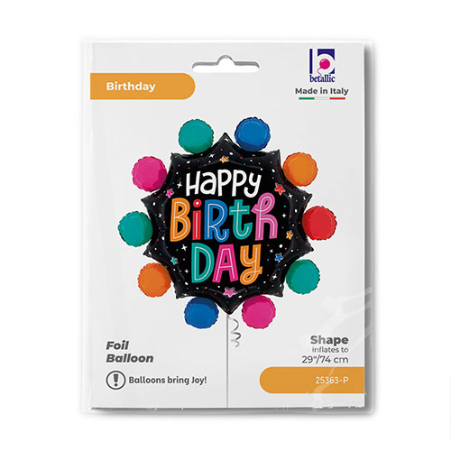 Colourful Circles Happy Birthday Foil Helium Giant Balloon 74cm / 29 in Product Gallery Image