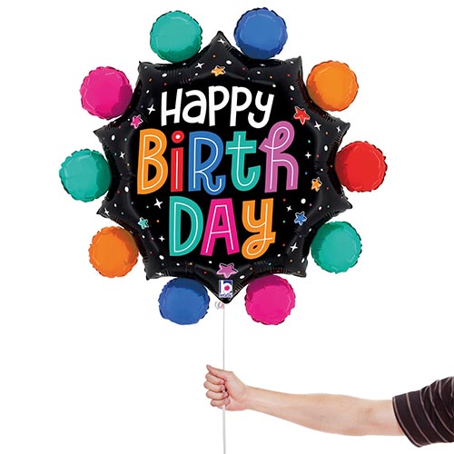Colourful Circles Happy Birthday Foil Helium Giant Balloon 74cm / 29 in Product Gallery Image