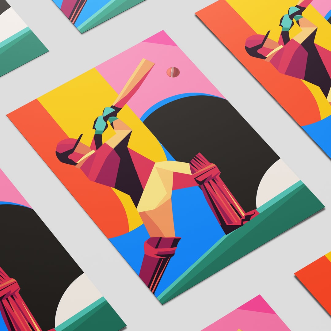 Colourful Cricket Design Poster PVC Party Sign Decoration