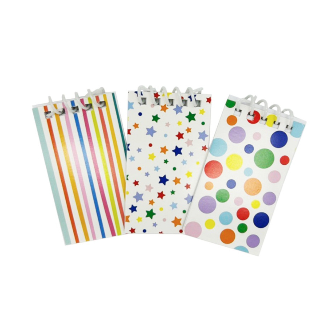 Colourful Patterned Mini Spiral Notebooks - Pack of 6