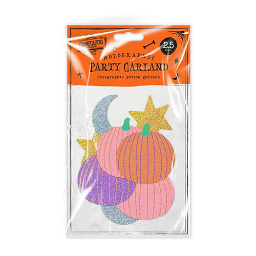 Colourful Pumpkins Halloween Holographic Party Garland 2.5m Product Gallery Image