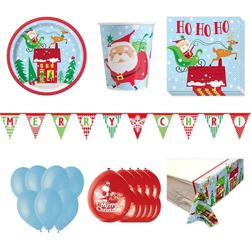 Colourful Santa Christmas 16 Person Deluxe Party Pack