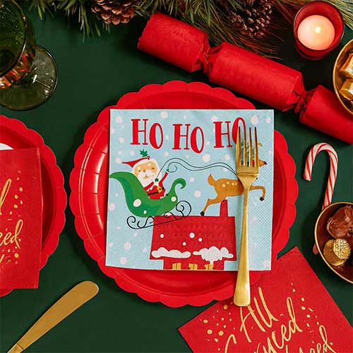 Colourful Santa Christmas Paper Luncheon Napkins 33cm 2 Ply - Pack of 16