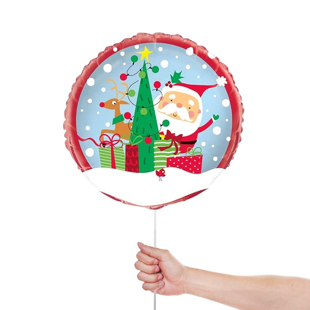 Colourful Santa Christmas Round Foil Helium Balloon 46cm / 18 in Product Gallery Image