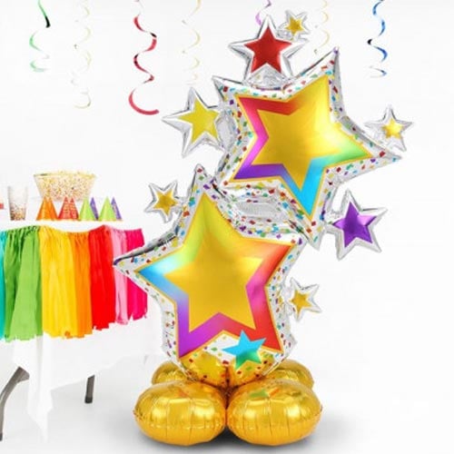 Colourful Star Cluster Airloonz Air Fill Giant Foil Balloon 149cm / 59 in Product Gallery Image