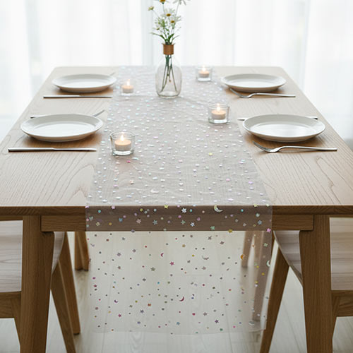 Colourful Stars & Moons Tulle Table Runner 9m