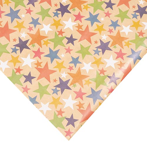 Colourful Stars Kraft Gift Wrapping Paper Roll 3m Product Gallery Image