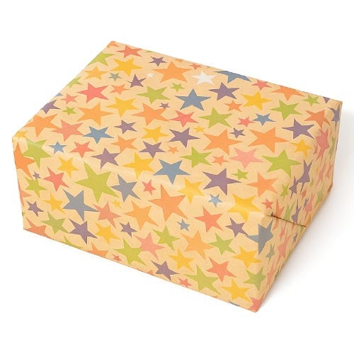 Colourful Stars Kraft Gift Wrapping Paper Roll 3m