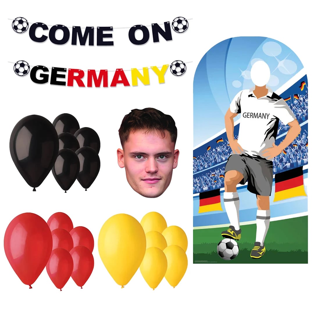 Come On Germany Party Decoration Kit with Germany Stand In Cutout and Florian Wirtz Cardboard Face Mask