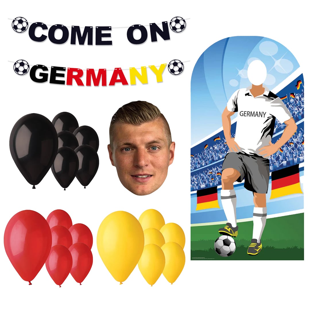 Come On Germany Party Decoration Kit with Germany Stand In Cutout and Toni Kroos Cardboard Face Mask