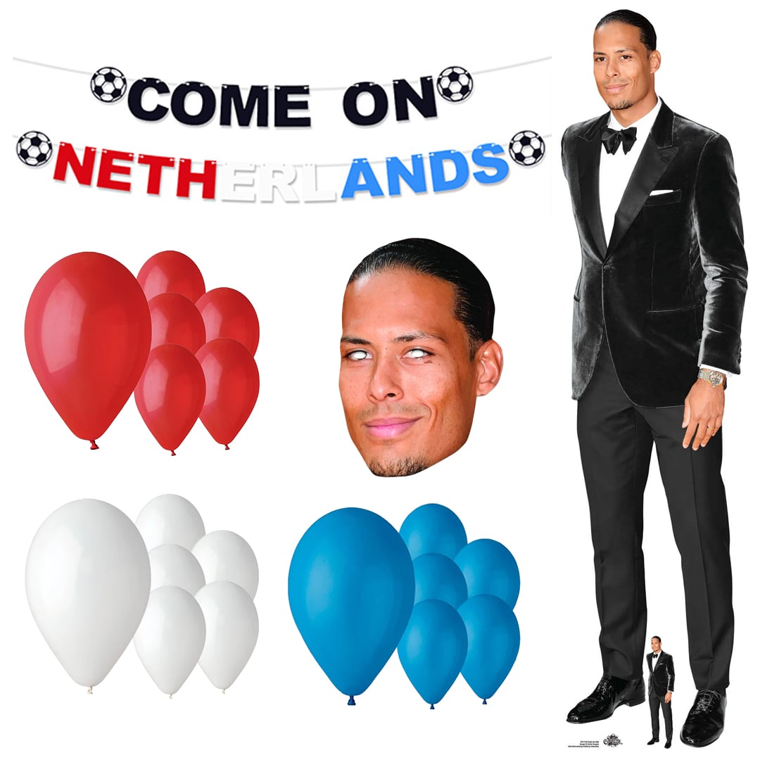 Come On Netherlands Party Decoration Kit with Virgil van Dijk Cardboard Cutout and Face Mask