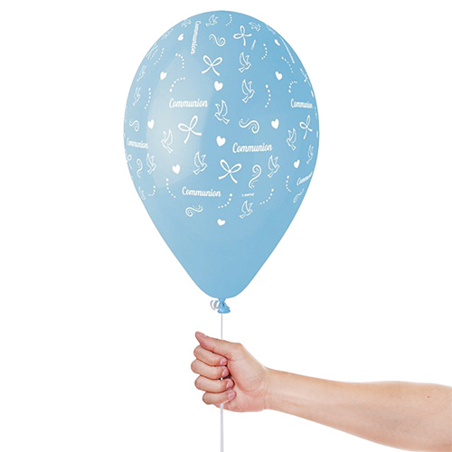 Communion Blue & White Latex Balloons 33cm / 13 in - Pack of 6 Product Gallery Image