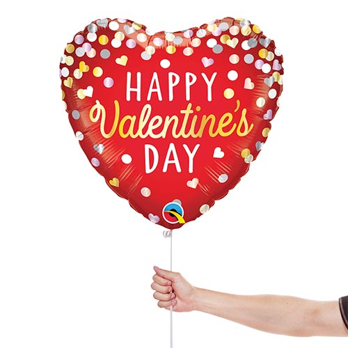 Confetti Red Valentine's Heart Shape Foil Helium Balloon 46cm / 18 in Product Gallery Image