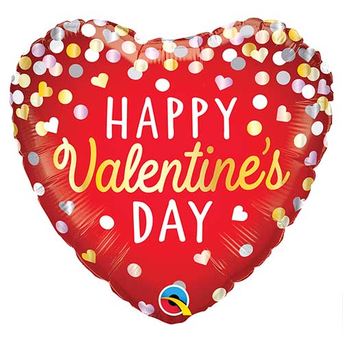 Confetti Red Valentine's Heart Shape Foil Helium Balloon 46cm / 18 in Product Gallery Image
