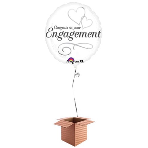 Congrats On Your Engagement Round Foil Balloon - Inflated Balloon in a Box Product Gallery Image