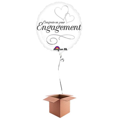 Congrats On Your Engagement Round Foil Balloon - Inflated Balloon in a Box Product Image