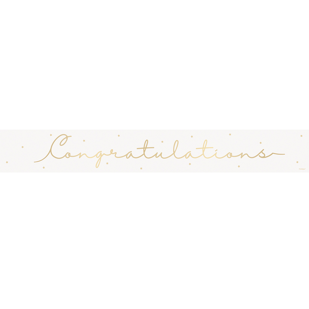 Congratulations Gold on White Foil Banner 274cm View 2