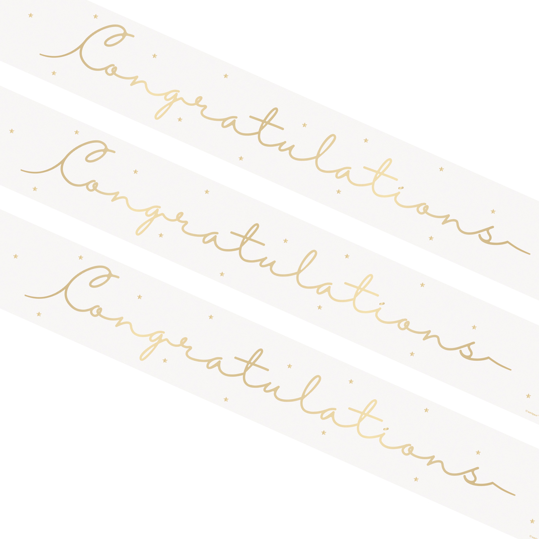 Congratulations Gold on White Foil Banner 274cm