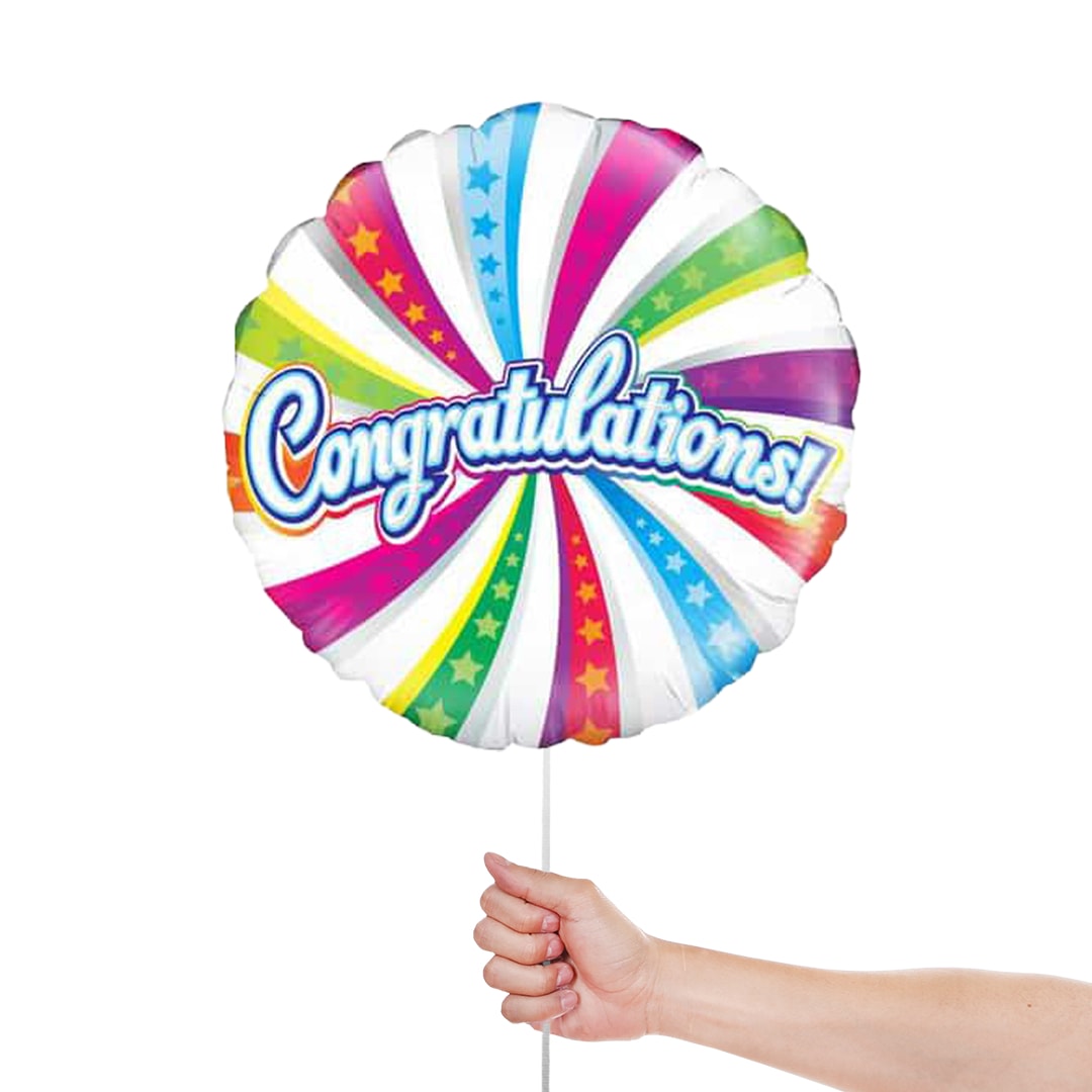 Congratulations Swirl Round Foil Helium Balloon 46cm / 18 in Product Gallery Image