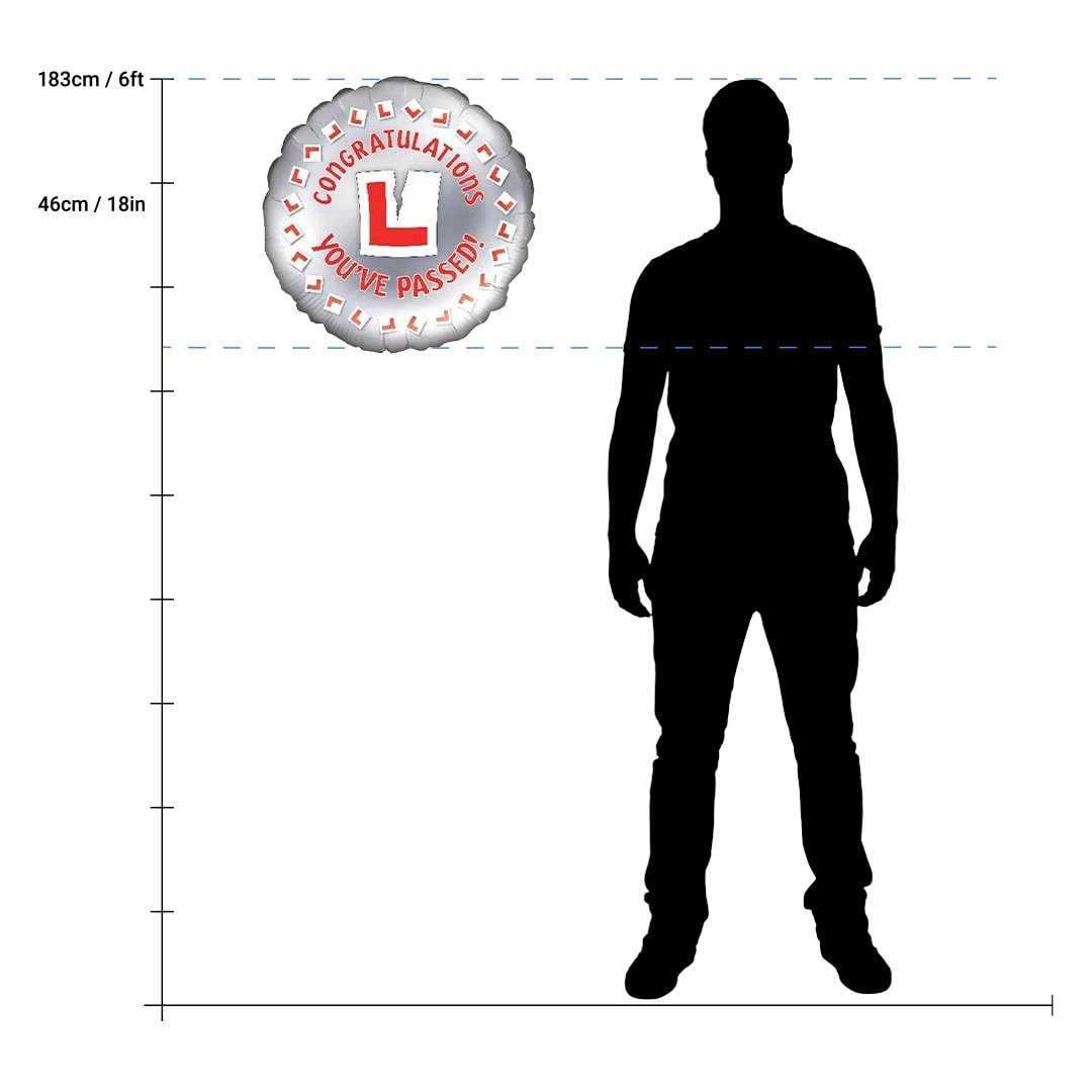 Congratulations You've Passed Driving Licence Round Foil Helium Balloon 46cm / 18 in Product Gallery Image