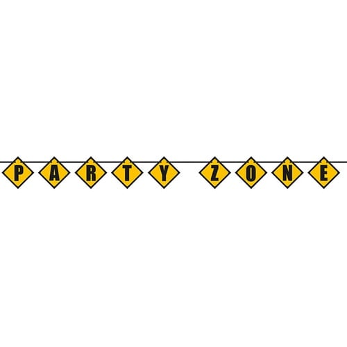 Construction Party Zone Cardboard Block Banner 274cm