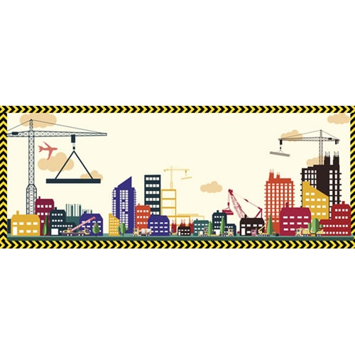 Construction Site Skyline Design Medium Personalised Banner – 6ft x 2.25ft