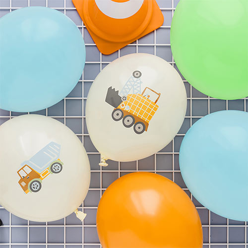 Construction Vehicles Biodegradable Latex Balloons 30cm / 12 in - Pack of 6 Product Gallery Image