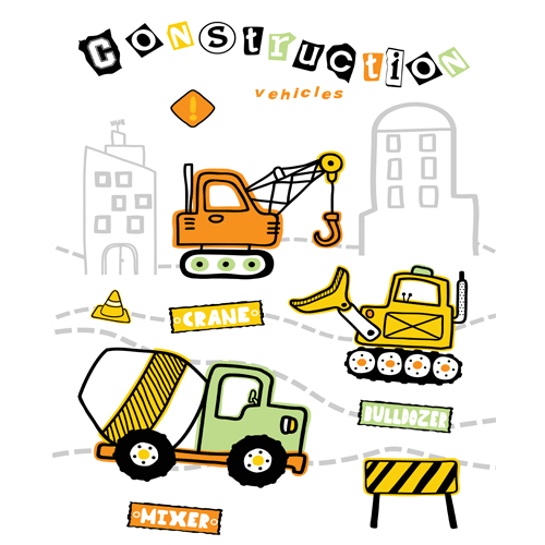 Construction Vehicles Scene Poster PVC Party Sign Decoration Product Image