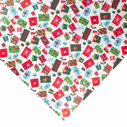Contemporary Christmas Presents White Gift Wrapping Paper Roll 4m Partyrama