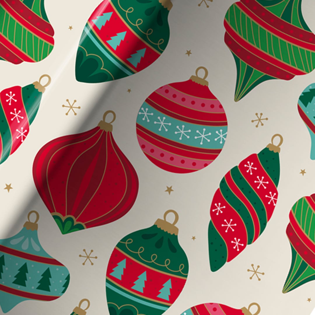 Contemporary Colourful Baubles Christmas Gift Wrapping Paper Roll 7m Product Gallery Image